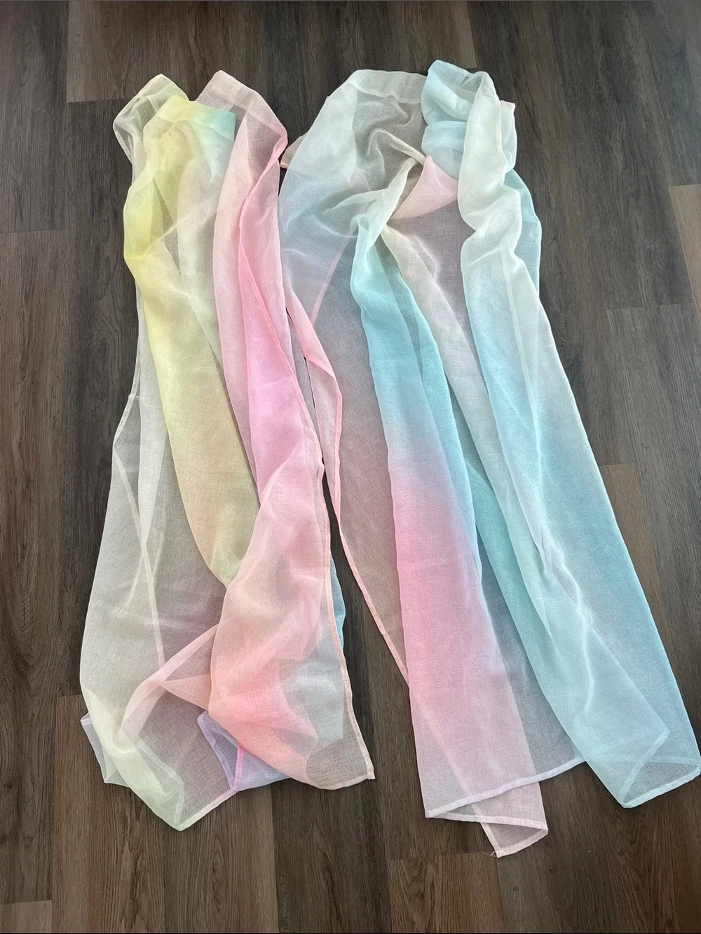 Sheer 52x63in Pastel Multi Color 2 Panel Curtains